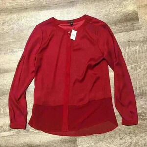 Ann Taylor Women’s Maroon Button-up Blouse XS NWT